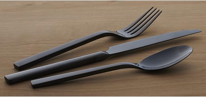Oneida Chefs Table Midnight Matte 20-Piece Silverware Set for 4, Flatware | midnight, dishwasher safe | includes knives, forks, and spoons | heavy duty, cutlery set, utensil set
