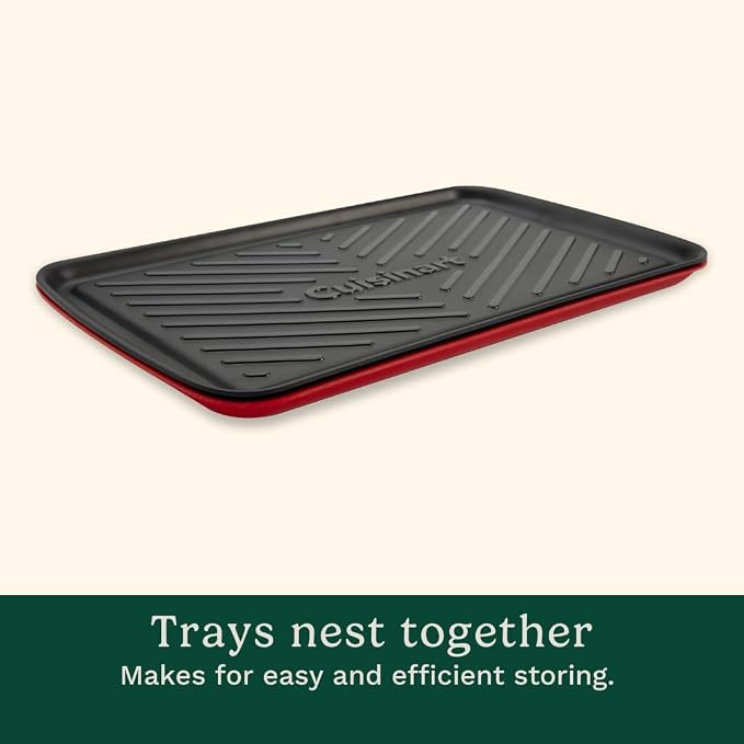 Cuisinart Grilling Prep and Serving Tray, Dishwasher-Safe, 2-Pc Nesting Set | 17-in x 10.5-in food tray set for prepping and serving, shatter-resistant melamine design fits 6 burgers, CPK-200