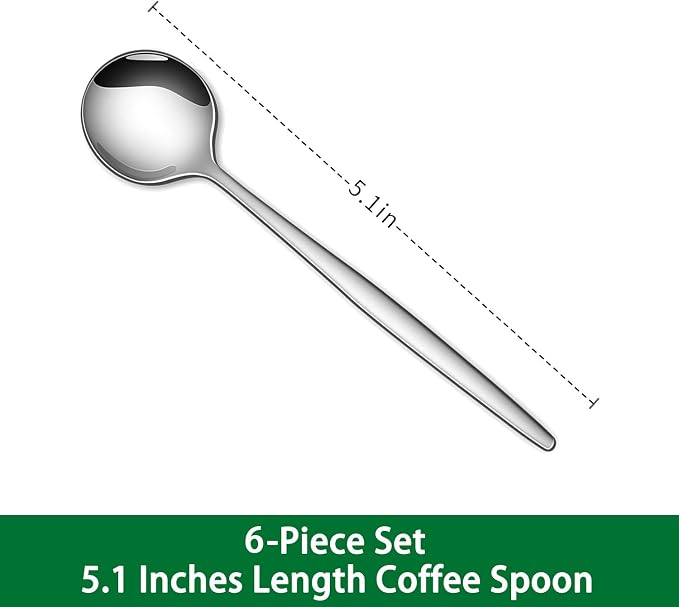 5.1 Inches Stainless Steel Coffee & Tea Spoon,6-Piece Cute Mini Spoons For Dessert,Small Espresso Spoons For Dessert,Cute Tiny Spoon