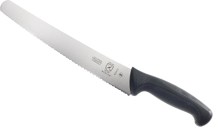 Mercer Culinary M23412 Millennia Black Handle, Wide Fine Sawtooth Blade, Bread Knife