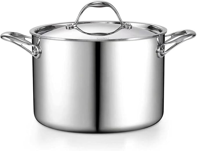 Cooks Standard Multi-Ply Clad 8 Quart Stainless Steel Stock Pot with Lid | Tri-Ply Dutch Oven for Boiling, Stews, Sauces, Induction Ready, Dishwasher & Oven Safe