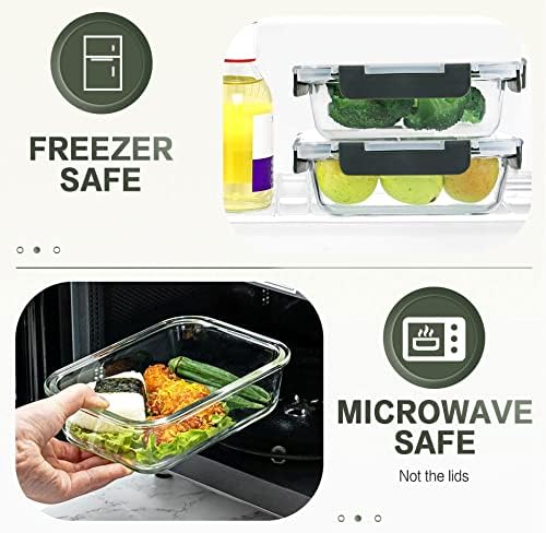 30 Pieces Glass Food Storage Containers Set with Lids, Gray | Glass Meal Prep Containers Set, Snap Locking Lids, Airtight lunch Containers for Microwave, Oven, Freezer & Dishwasher