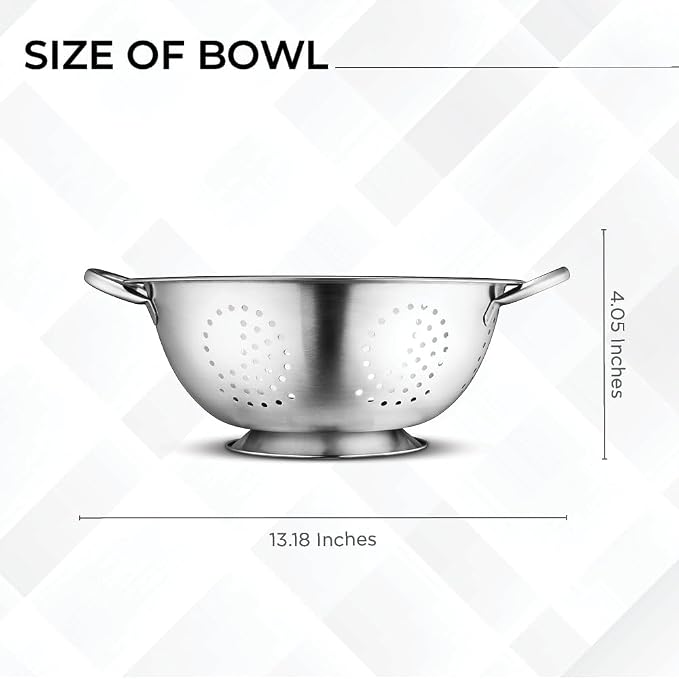 Set of 3 Stainless Steel Colanders, Comes in 1.5 Quart 3qt Quart and 5 Quart for all your Cooking | Baking | Prepping Needs