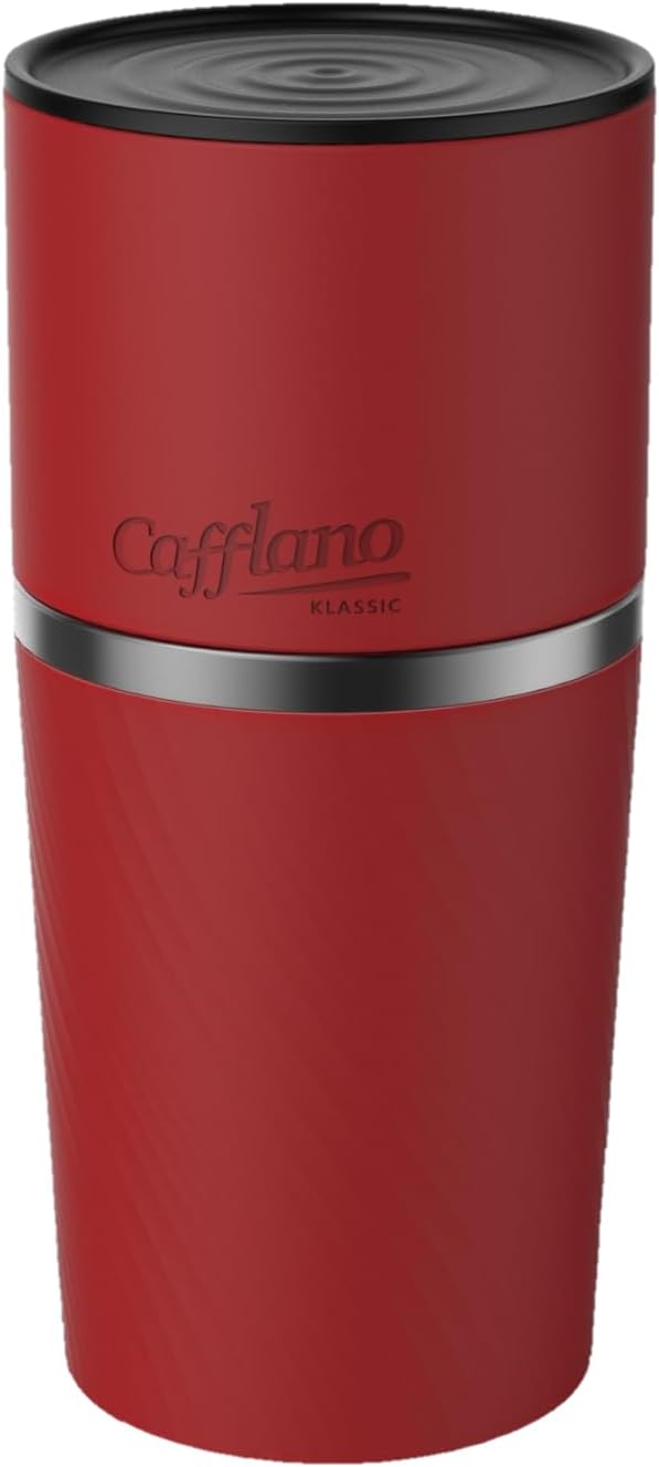 Cafflano Klassic : All-in-1, Drip Kettle+Grinder+Permanent Stainless Filter Dripper+Double-wall Tumbler, Pourover, Coffee Maker for Camping & Travel