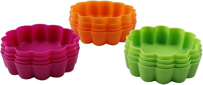Webake Silicone Mini Tart Pan Non-stick Mini Quiche Molds Holiday Small Pie Baking Pan 3-1/4 Inch Tart Mold, Wax Melt Liners Individual Baking Cups European Food Grade (12 Pack)