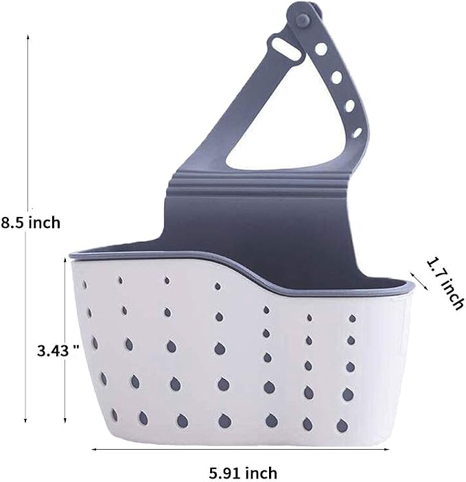 EC ELEGANTCHARM Kitchen Sink Caddy Sponge Holder Silicone Plastic Soap Holder Hanging Ajustable Strap Faucet Caddy with Drain Holes for Drying