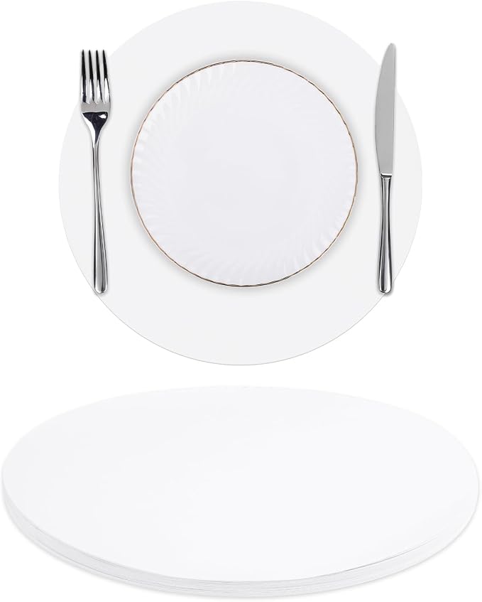 SHACOS 100 PCS Round Paper Placemats 13 inch Disposable Paper Place Mats for Dinner Wedding Birthday Party Festival Table Decoration Indoor Outdoor, White