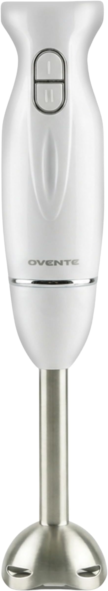 OVENTE Electric Corded Hand Blender, 300W with 2 Mixing Speeds White HS560W | Handheld Immersion Stick Mixer with Stainless Steel Blades for Smoothies, Purees & Baby Food