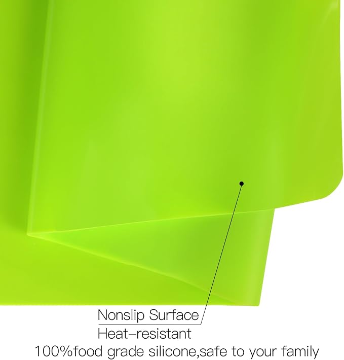 Extra Large Silicone Table Mat, Silicone Mat for Crafts Kids Dinner Placemat Desk Countertop Waterproof Protector Heat Insulation Kitchen Pastry Rolling Dough Pad Tool, Green (23.6x15.7 inches)