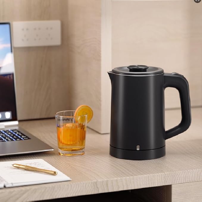 0.6L Small Little Travel Electric Tea Coffee Kettle | 304 Stainless Steel,Double Wall,Auto Shut-Off,Boil Dry Protection