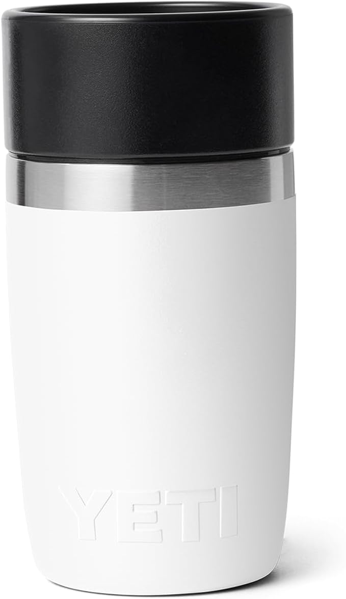 YETI Rambler 8 oz Travel Bottle, Stainless Steel, Vacuum Insulated with Leakproof Commuter Cap, White