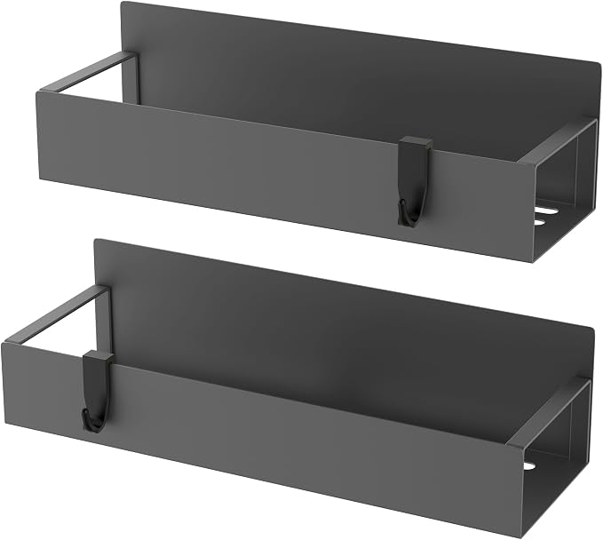 Metal Magnetic Spice Rack for Refrigerator Dark Gray, 2 Pack | Magnetic Shelves Heavy Duty for Fridge in Kitchen, Seasoning Storage Organizer, For Oven Washer and Dryer, For Heavier Items