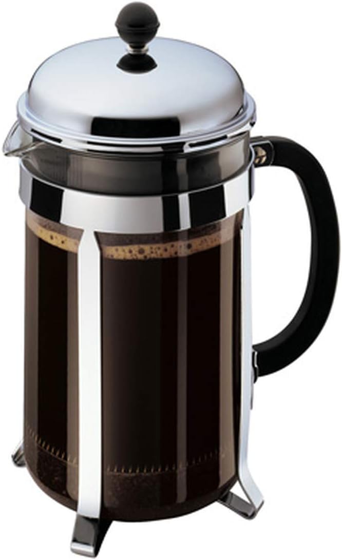 Bodum 51oz Chambord French Press Coffee Maker, High-Heat Borosilicate Glass, Polished Stainless Steel – Made in Portugal | Made in Portugal