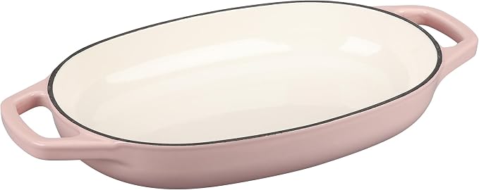 EDGING CASTING Enameled Cast Iron Oval Dutch Oven Pot with Lid, Dutch Oven for Sourdough Bread Baking, Bread Oven, Bread Dutch Oven, Oval Bread Pan, 5qt, Pink