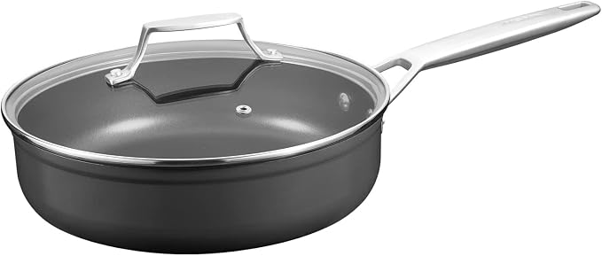 MsMk 3.5 QT Nonstick Saute Pan with lid, 10 inch Induction Deep Frying Pan | Non Toxic, Even Heating, Easy Clean, suitable for gas & electric & induction stove, Dishwasher & Oven Safe, Cerammic