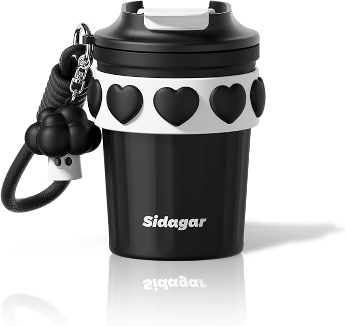 SDGA+ 12 oz Travel Coffee Mug Spill Proof Leak Proof, Stainless Steel Thermal Coffee Cup with Lid, Resuable Cup for Hot and Cold, Portable Tumbler for Women, Black