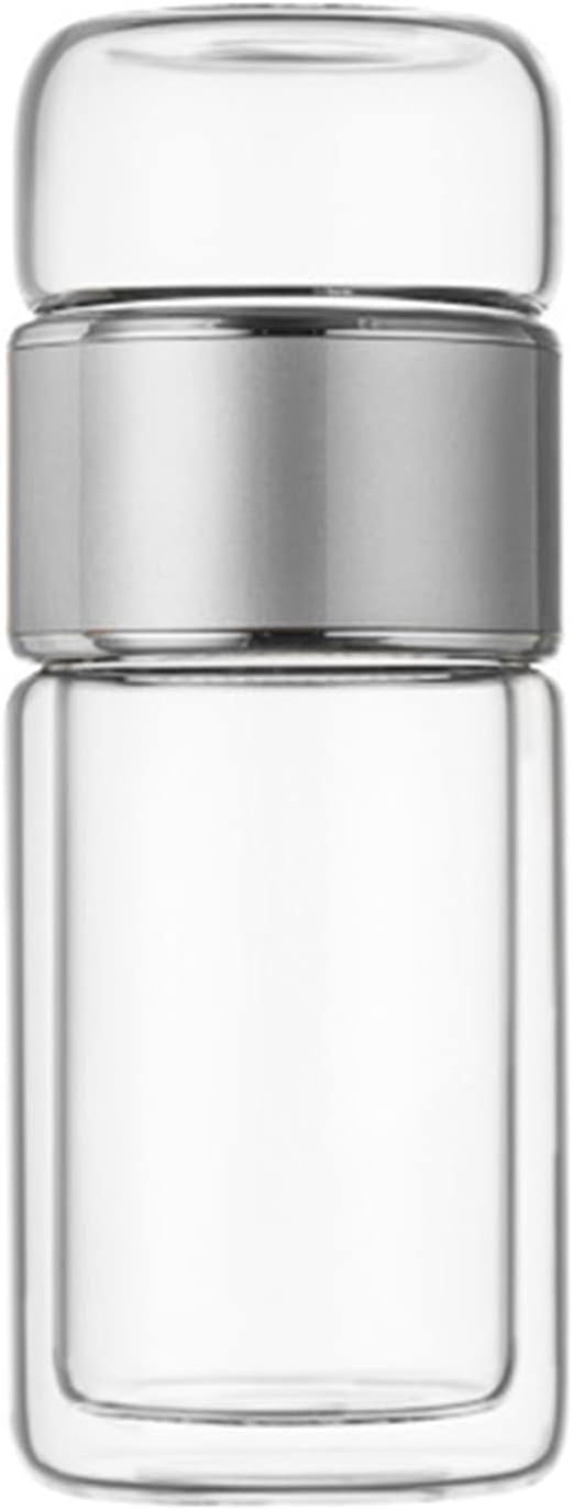 Yosoo Health Gear Tea Infuser Bottle 420ml - Leak-Proof Double Layer Stainless Steel & Glass Tea Bottle with Water Separation for Home, Office & Travel (Silver)
