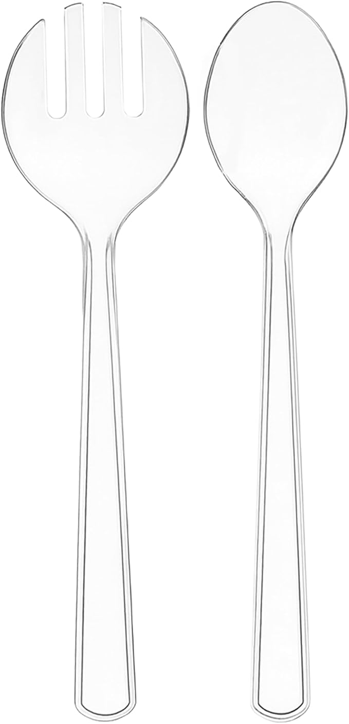 Set of 12 Heavy Duty Disposable Plastic Serving Utensils! 10” Spoons & Forks and 6-1/2” Tongs