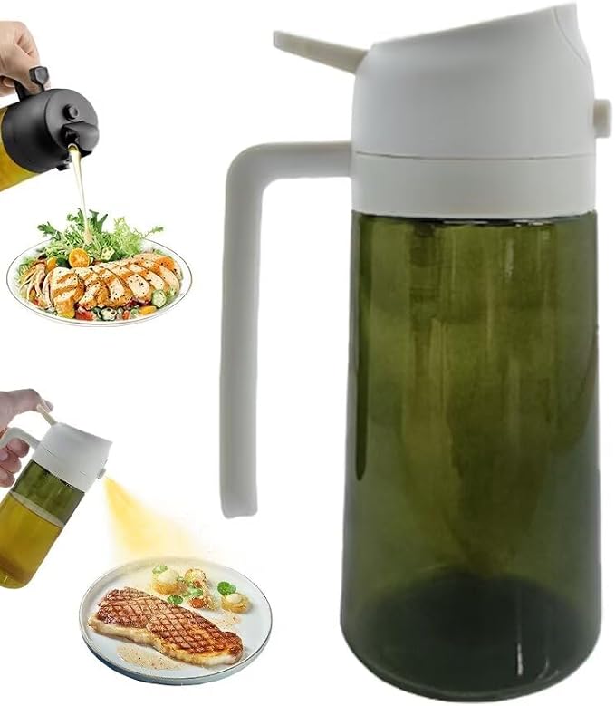 Kitchen Maiden 2 in 1 Oil Dispenser, New Kitchenmaiden 2 In 1 Oil Sprayer for Cooking，Olive Oil Dispenser Bottle Spray And Pour for Air Fryer, Salad, Frying, BBQ