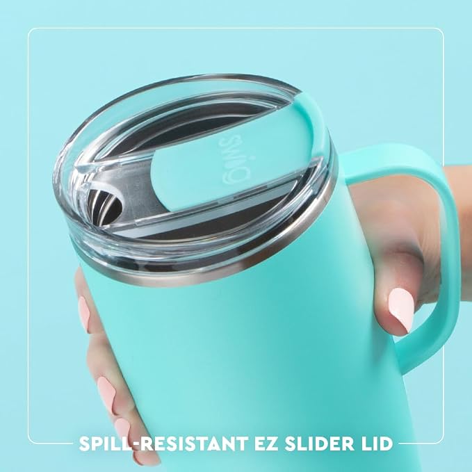 Swig Life 22oz Insulated Travel Mug with Handle & Lid, Gingham | Triple Insulated Stainless Steel - Handle & Lid Included - Keeps Coffee Hot or Cold - Cup Holder Friendly