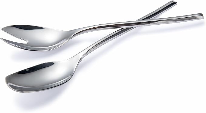 IMEEA 18/10 Stainless Steel Salad Servers Set 10-Inch Salad Spoon and Fork Serving Utensils Medium Size for Everyday Salad Serving
