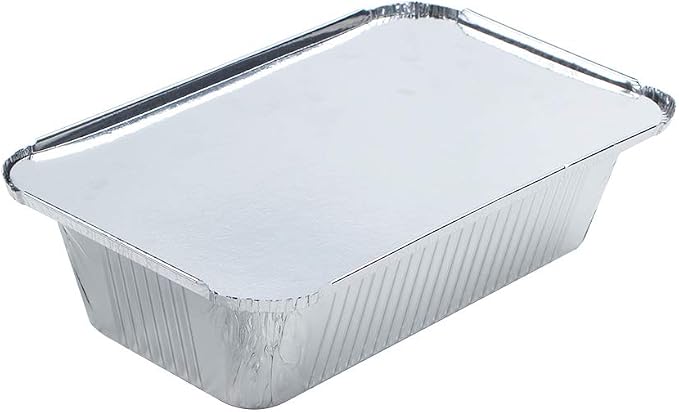 Webake Large Aluminum Foil Tin Pans 9 x 5 inch Disposable Aluminum Foil Take-out Containers 3 Lb Foil Bread Pan Loaf Pans Baking Pans For Cake Toast - Pack of 30 with Lids