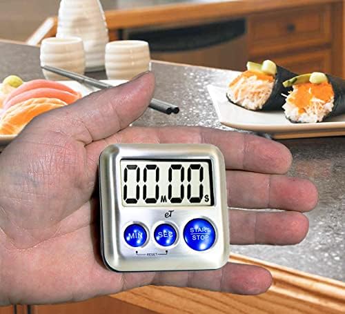 Elegant Digital Kitchen Timer Stainless Steel - Loud Alarm Model eT24 Plum