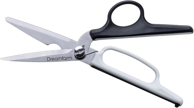 Dreamfarm Bishears 2-in-1 Kitchen Scissors and Shears | Bone cutting, herb stripping notched shearing blades that separate for easy cleaning with protective cover for safe storage