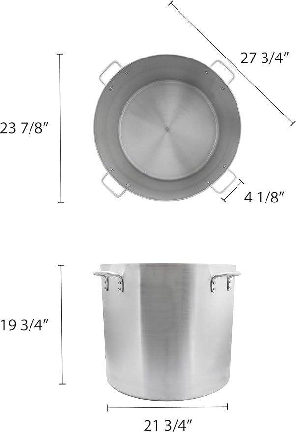 TrueCraftware- 140 qt. Aluminum Stock Pot with Quad Handles 6mm Thickness- Multipurpose Pot Cookware Large Stockpot Stew For Cooking Simmering Soup Seafood Stock Home Kitchen Restaurant