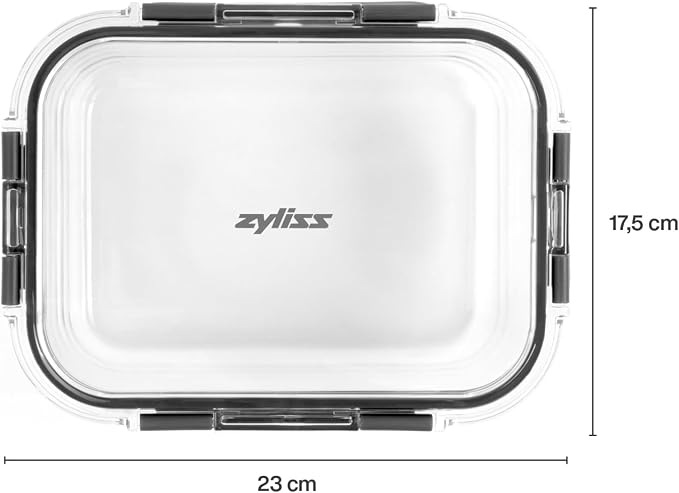 Zyliss E981066 1.5L Glass Container, Shatter Resistant Glass, Airtight Food Storage Box with Sealable Lid, Microwave Safe, BPA Free, Freezer Safe, Fridge Storage, Food Container, 23cm x 18cm x 7.5cm