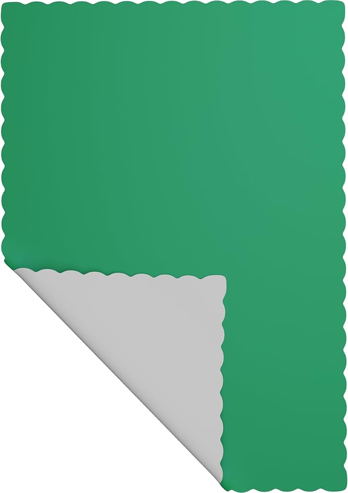 Paper Placemats - Disposable - Scalloped Edge (100, Green)