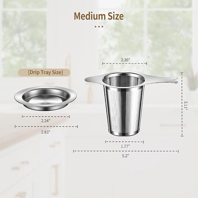 2PCS Tea Infuser for Loose Leaf Tea, BOMANSI BOMS Loose Leaf Tea Steeper Strainer with Double Handles, Extra Fine Mesh Ball Infusers, Diffuser Holder Filter for Mugs, Tea Strainers for Loose Tea