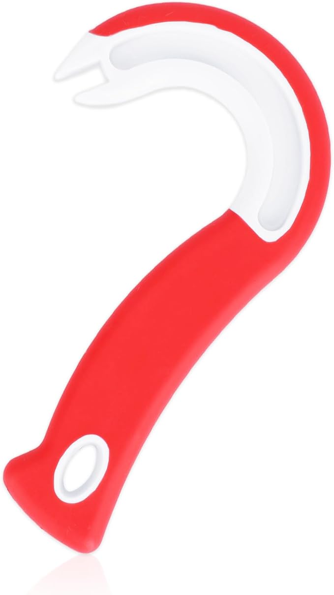 Easy Open Ring Pull Can Opener, J Hook Can Opener Pull Tab with No-Slip Grip for Seniors Kids Weak Hands Manual Soda Beer Pop Top Tin Bottle Jar Lid Lifter Tool (Red)