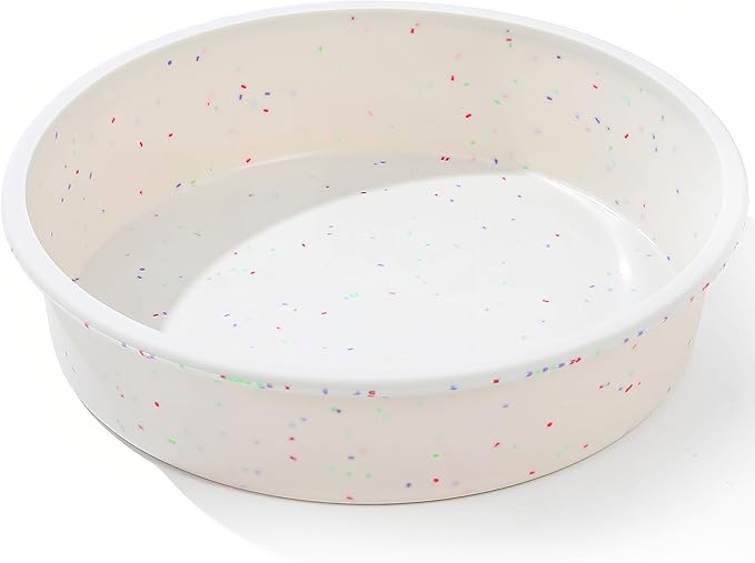 8 inch Silicone Round Cake Pans with Metal Reinforced Frame, Nonstick Cake Molds for Baking, BPA Free 1 Pc (Cream)