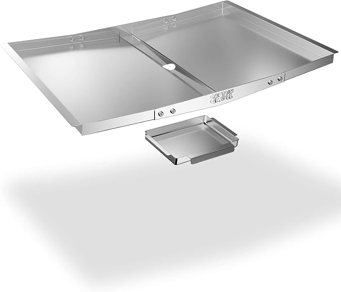 CaptainGrill Grease Tray with Catch Pan - Dyna Glo Grill Replacement Parts | Universal Stainless Drip Pan for Gas Grill Models from Dyna Glo, Nexgrill, Expert Grill, Kenmore, BHG and More(Width 24"-30")