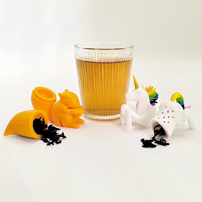 2 Pcs Silicone Tea Infusers For Loose Tea Cute, Animal Shaped Tea Infusers | Cute Squirrel Design Tea Infusers For Loose Leaf Tea, Unicorn Design Tea Infusers For Loose Tea
