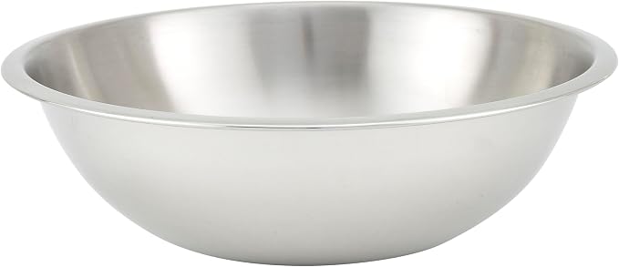 Winco 5 qt Stainless Steel Mixing Bowl | Dishwasher safe, Heavy-duty, Reinforced rim, Great for Salads, Sides, Pasta and Shared Dishes
