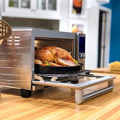 Nuwave Bravo Air Fryer Toaster Smart Oven, 12-in-1 Countertop Convection | 30-QT XL Capacity, 50°-500°F Temperature Controls, Top and Bottom Heater Adjustments 0%-100%, Brushed Stainless Steel Look