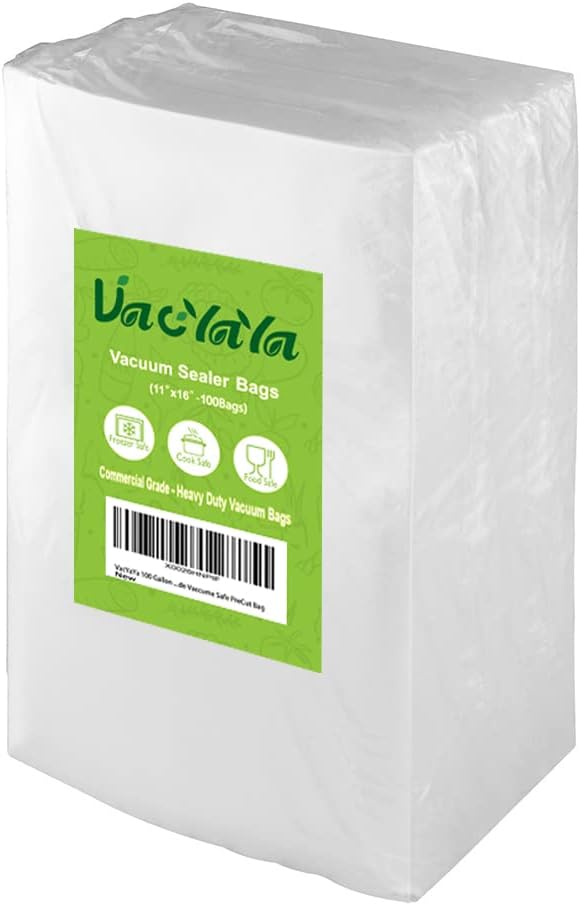 Gallon 11"x16"Vacuum Sealer Bags 100ct for Food Storage | BPA Free PreCut Food Grade,Commercial Grade,Heavy Duty Vacuum Food Freezer Bags,Great for Sous Vide Vacuum Sealer