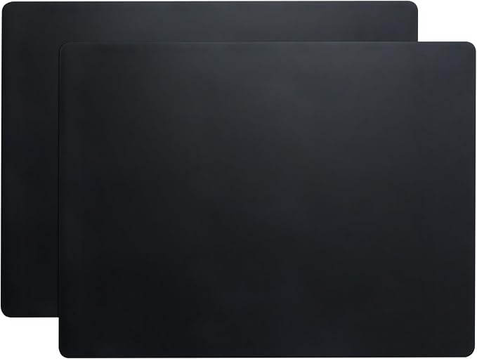 2Pcs Black Silicone Placemats, 15.7"x 11.8" - Kitchen Counter & Baking Silicone Mats