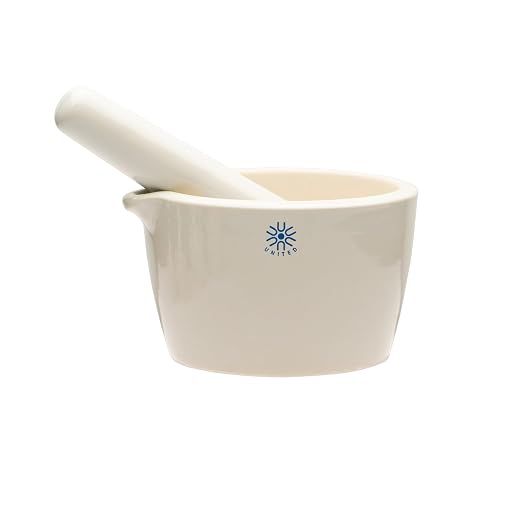 United Scientific™ Ceramic Mortar and Pestle Set - 400mL Capacity, Deep Form with Pour Spout, Unglazed Grinding Bowl Surface for Kitchen or Lab Use - Herbs & Spices, Pill Crusher