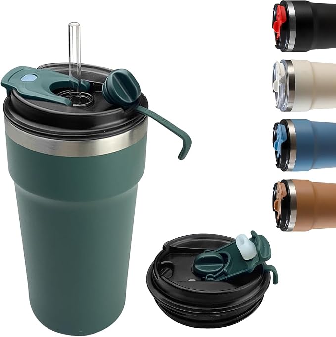 SPLMIFA Travel Coffee Mugs Leak-Proof, Reusable Coffee Cups with Lids, Stainless Steel Vacuum Insulated Coffee Tumblers, Thermal Insulation Cups for Men and Women Hot & Cold Drinks(4th-Green, 16OZ)