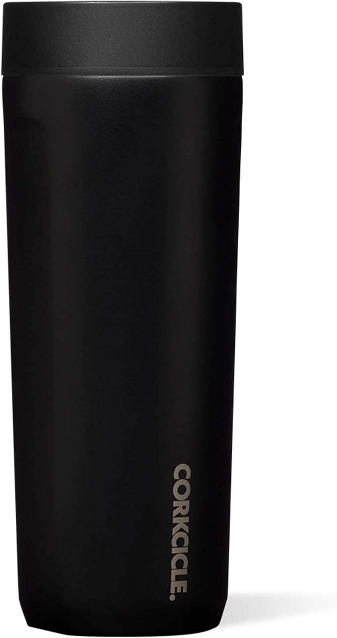 Corkcicle Commuter Cup Travel Mug - Insulated Coffee Mug with Lid - Keeps Drinks Cold 18 Hours - 360° Spill-Proof Sip Lid - Holiday Gift - Great for Gifting Warmth - 17 oz - Matte Black