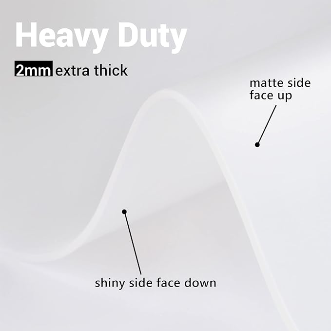 Ewen 27.6x19.5in 2mm Silicone Mats for Kitchen Counter, Thick Large Heat Resistant Non-Stick Silicone Placemat, Nonslip Workbench Mat Countertop Protector for Desk Crafts Air Fryer Pastry Translucent