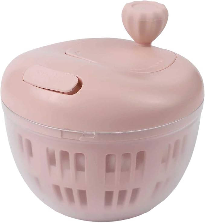 Salad Spinner with Crank Handle and Lock, Large Capacity Vegetable Dehydrator and Spin Dryer Bowl Washing and Drying Lettuce, Greens, Fruits and Vegetables,(Light red)