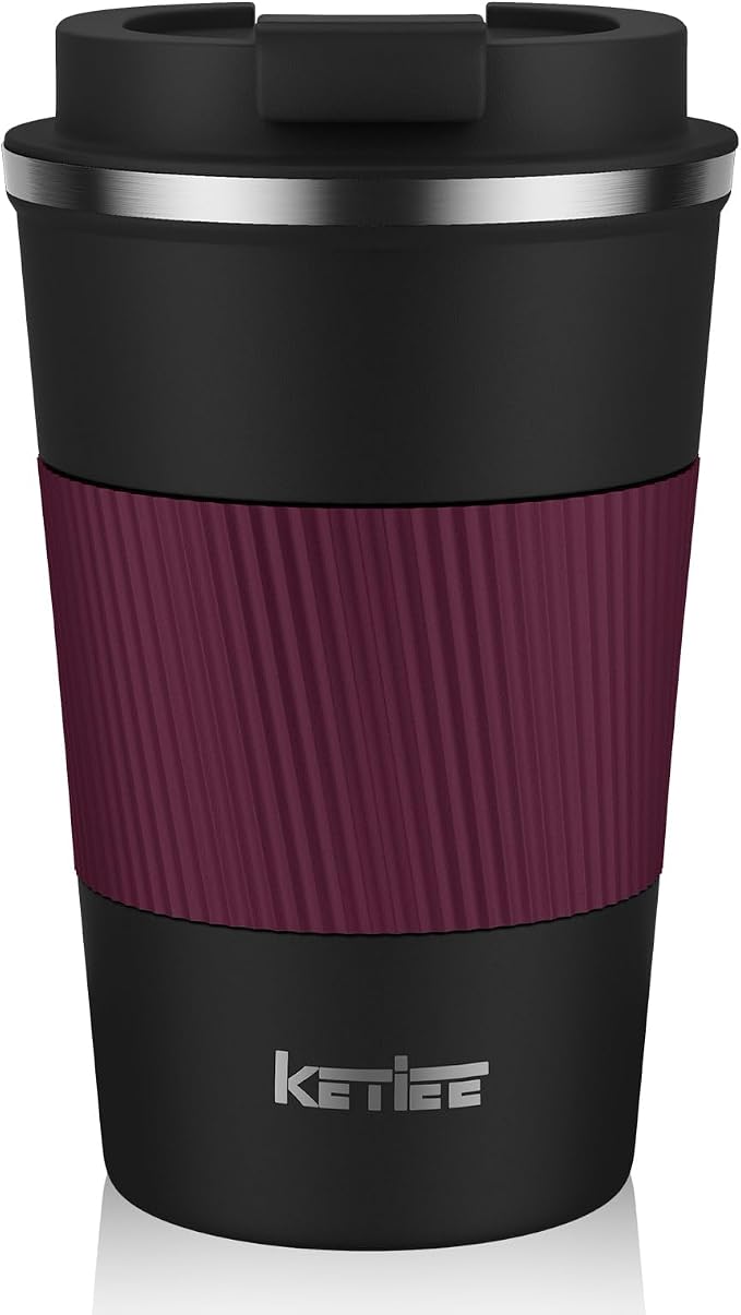 KETIEE Travel Mug 12oz, Insulated Coffee Mug with Leakproof Lid, Travel Coffee Mug Vacuum Stainless Steel Double Walled Reusable Coffee Cup for Hot and Iced Coffee Tea Water
