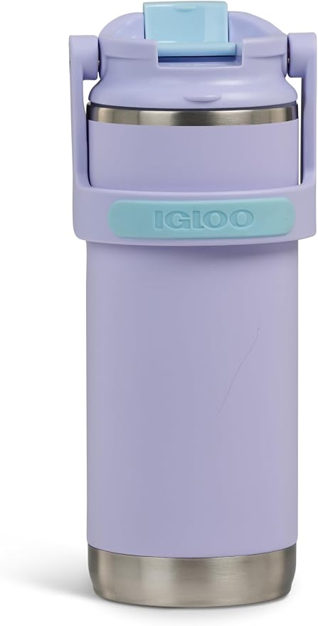 Igloo, 16 oz FlipNSip Tumbler, Reusable Travel Mug, Stainless Steel Insulated Hydration Cup for Hot & Cold Beverages, Lilac