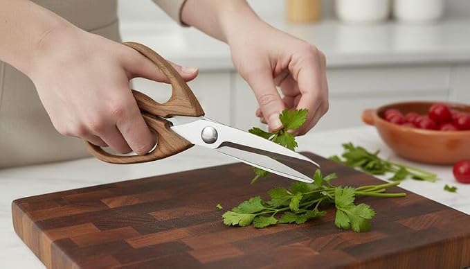 Farberware All-Purpose Kitchen Shears with Faux Wood-Grain Finish Handles, Stainless Steel Blades, Multipurpose Scissors for Meat, Herbs, and More