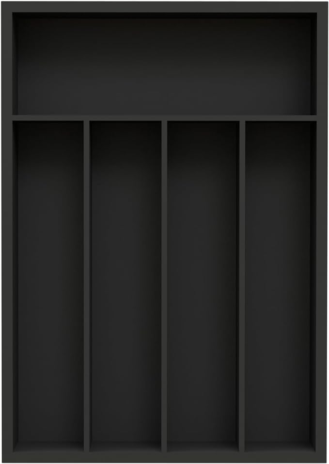 Unibambou Bamboo Silverware Drawer Tray, Kitchen Flatware Organizer, Black | 5 slots kitchen storage tray, Natural Bamboo Material, Perfect organizer for flatware cutlery utensils, 9.8"W x 13.8"D x 2"H