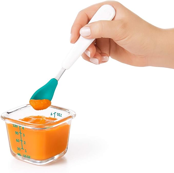 OXO Tot Glass Baby Blocks Food Storage Containers, Teal, 4 oz